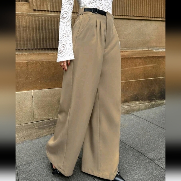 Women's Solid Color Pleated Wide Leg Loose Casual Pants - Picture 5 of 5